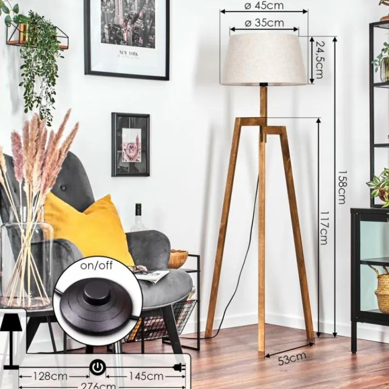 Lampes En Tissu-hofstein Bassagoda Lampadaire Écru, 1 lumière