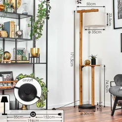 Lampes En Tissu-hofstein Bassagoda Lampadaire Écru, Noir, 1 lumière