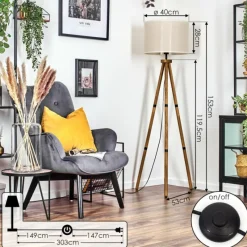 Lampes En Tissu-hofstein Bassagoda Lampadaire Écru, 1 lumière