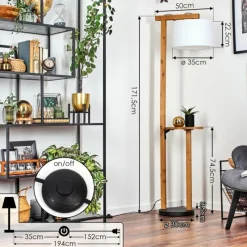 Lampes En Tissu-hofstein Bassagoda Lampadaire Écru, Noir, 1 lumière