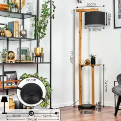 Lampes En Tissu-hofstein Bassagoda Lampadaire Écru, Noir, 1 lumière