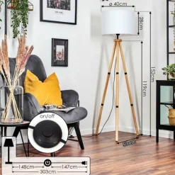 Lampes En Tissu-hofstein Bassagoda Lampadaire Écru, 1 lumière