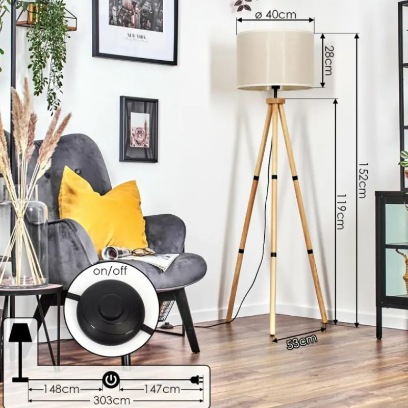 Lampes En Tissu-hofstein Bassagoda Lampadaire Écru, 1 lumière