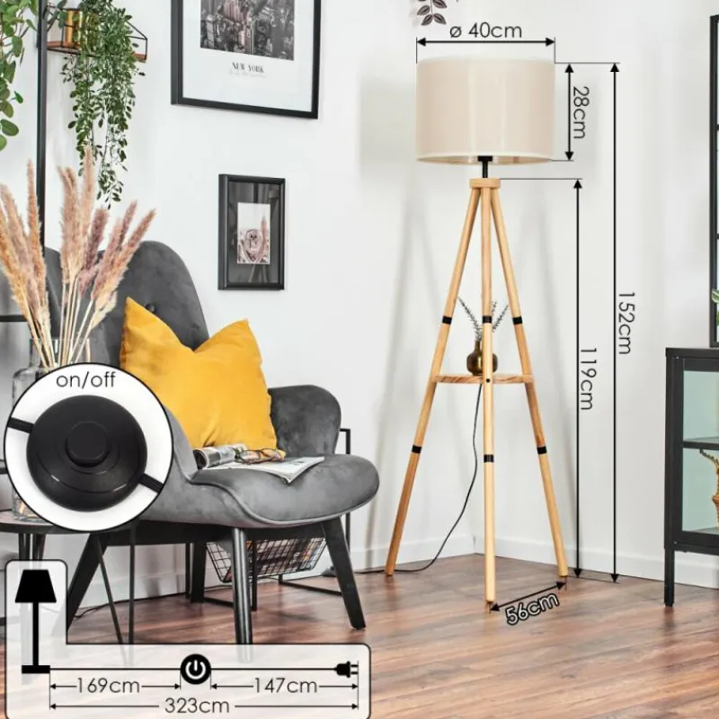 Lampes En Tissu-hofstein Bassagoda Lampadaire Écru, 1 lumière