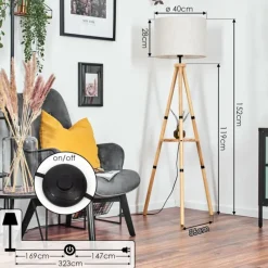 Lampes En Tissu-hofstein Bassagoda Lampadaire Écru, 1 lumière