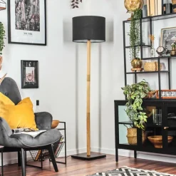 Lampes En Tissu-hofstein Bassagoda Lampadaire Écru, Noir, 1 lumière