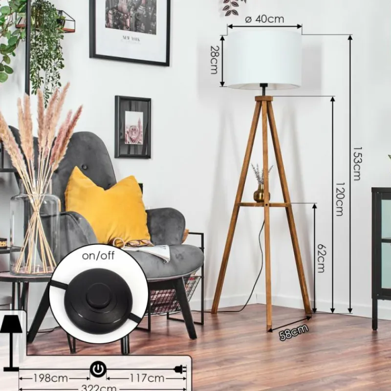 Lampes En Tissu-hofstein Bassagoda Lampadaire Écru, 1 lumière