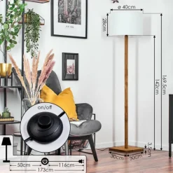 Lampes En Tissu-hofstein Bassagoda Lampadaire Écru, Noir, 1 lumière