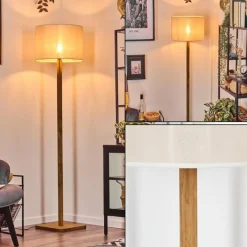 Lampes En Tissu-hofstein Bassagoda Lampadaire Écru, Noir, 1 lumière