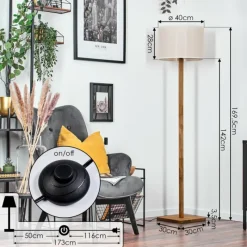 Lampes En Tissu-hofstein Bassagoda Lampadaire Écru, Noir, 1 lumière