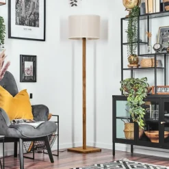 Lampes En Tissu-hofstein Bassagoda Lampadaire Écru, Noir, 1 lumière