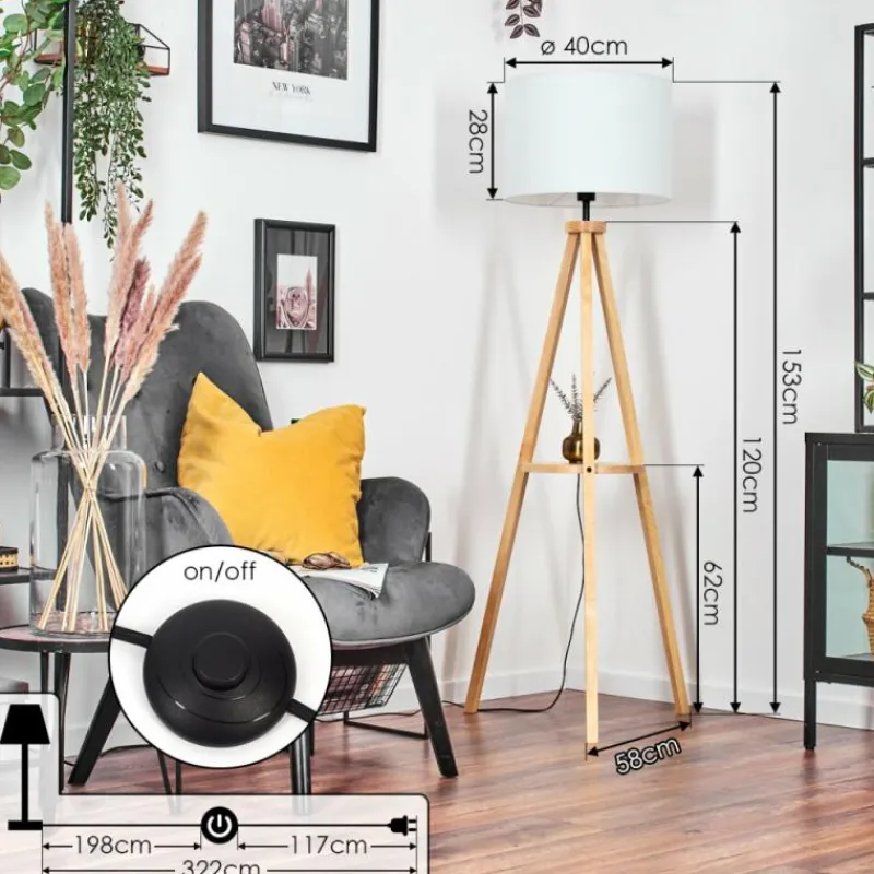 Lampes En Tissu-hofstein Bassagoda Lampadaire Écru, 1 lumière