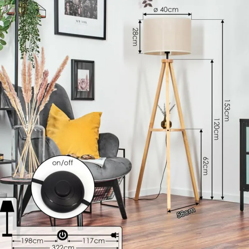 Lampes En Tissu-hofstein Bassagoda Lampadaire Écru, 1 lumière