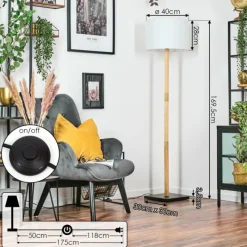 Lampes En Tissu-hofstein Bassagoda Lampadaire Écru, Noir, 1 lumière