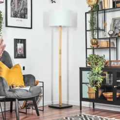 Lampes En Tissu-hofstein Bassagoda Lampadaire Écru, Noir, 1 lumière