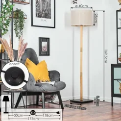 Lampes En Tissu-hofstein Bassagoda Lampadaire Écru, Noir, 1 lumière