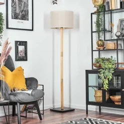 Lampes En Tissu-hofstein Bassagoda Lampadaire Écru, Noir, 1 lumière