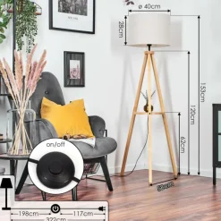 Lampes En Tissu-hofstein Bassagoda Lampadaire Écru, 1 lumière