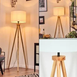 Lampes En Tissu-hofstein Bassagoda Lampadaire Écru, Noir, 1 lumière