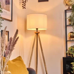 Lampes En Tissu-hofstein Bassagoda Lampadaire Écru, Noir, 1 lumière