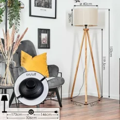 Lampes En Tissu-hofstein Bassagoda Lampadaire Écru, Noir, 1 lumière