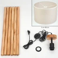 Lampes En Tissu-hofstein Bassagoda Lampadaire Écru, Noir, 1 lumière