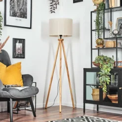 Lampes En Tissu-hofstein Bassagoda Lampadaire Écru, Noir, 1 lumière