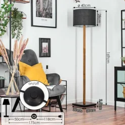 Lampes En Tissu-hofstein Bassagoda Lampadaire Écru, Noir, 1 lumière