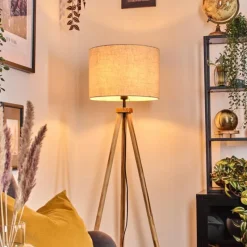 Lampes En Tissu-hofstein Bassagoda Lampadaire Écru, Noir, 1 lumière