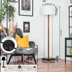 Lampes En Tissu-hofstein Bassagoda Lampadaire Écru, Noir, 1 lumière