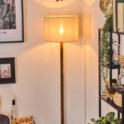 Lampes En Tissu-hofstein Bassagoda Lampadaire Écru, Noir, 1 lumière