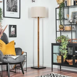 Lampes En Tissu-hofstein Bassagoda Lampadaire Écru, Noir, 1 lumière