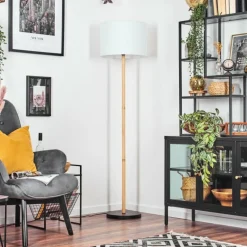 Lampes En Tissu-hofstein Bassagoda Lampadaire Écru, Noir, 1 lumière