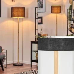 Lampes En Tissu-hofstein Bassagoda Lampadaire Écru, Noir, 1 lumière