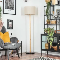 Lampes En Tissu-hofstein Bassagoda Lampadaire Écru, Noir, 1 lumière