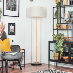 Lampes En Tissu-hofstein Bassagoda Lampadaire Écru, Noir, 1 lumière