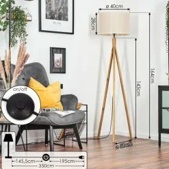 Lampes En Tissu-hofstein Bassagoda Lampadaire Écru, 1 lumière