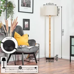 Lampes En Tissu-hofstein Bassagoda Lampadaire Écru, Noir, 1 lumière