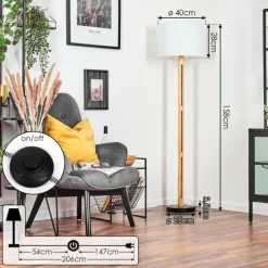 Lampes En Tissu-hofstein Bassagoda Lampadaire Écru, Noir, 1 lumière