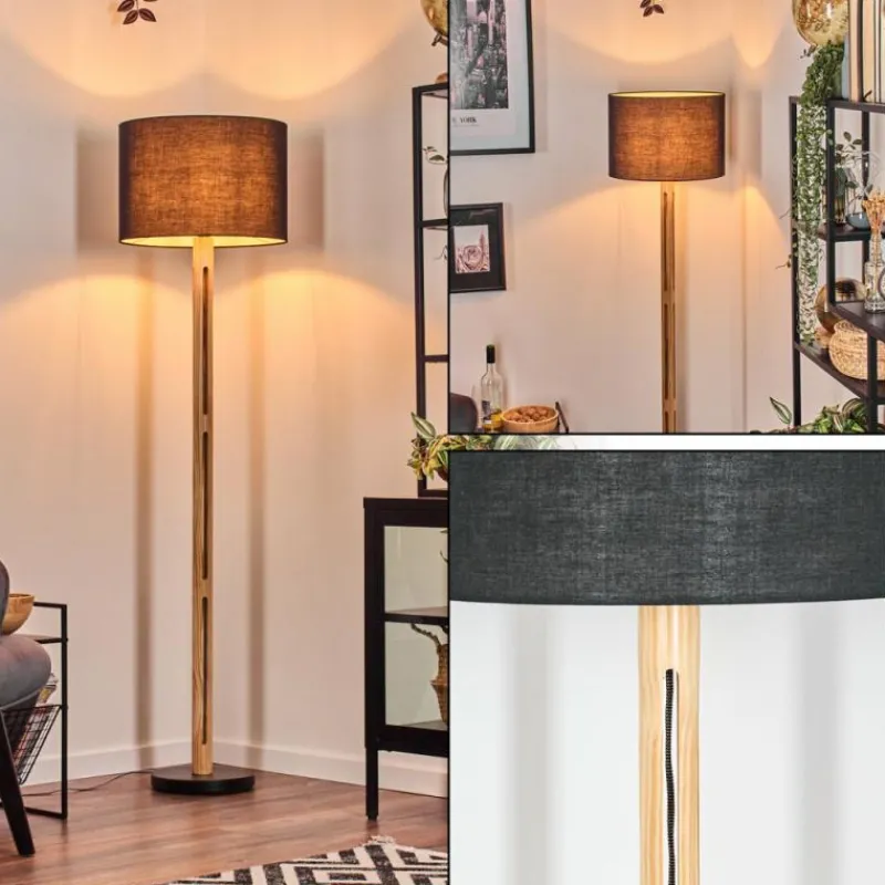 Lampes En Tissu-hofstein Bassagoda Lampadaire Écru, Noir, 1 lumière