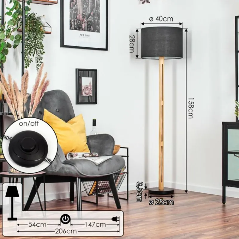 Lampes En Tissu-hofstein Bassagoda Lampadaire Écru, Noir, 1 lumière