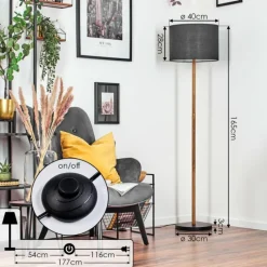 Lampes En Tissu-hofstein Bassagoda Lampadaire Écru, Noir, 1 lumière