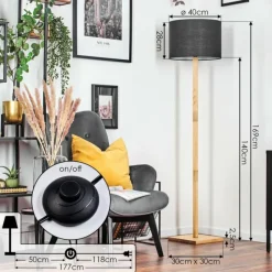 Lampes En Tissu-hofstein Bassagoda Lampadaire Écru, 1 lumière