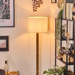 Lampes En Tissu-hofstein Bassagoda Lampadaire Écru, Noir, 1 lumière