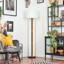 Lampes En Tissu-hofstein Bassagoda Lampadaire Écru, Noir, 1 lumière