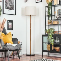 Lampes En Tissu-hofstein Bassagoda Lampadaire Écru, Noir, 1 lumière