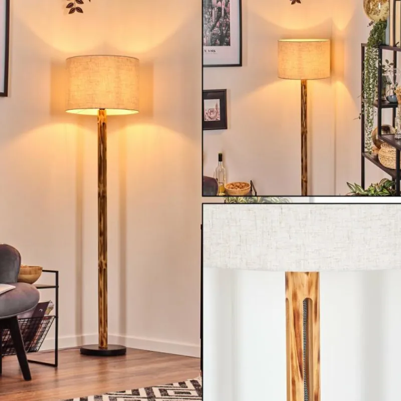 Lampes En Tissu-hofstein Bassagoda Lampadaire Écru, Noir, 1 lumière