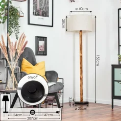 Lampes En Tissu-hofstein Bassagoda Lampadaire Écru, Noir, 1 lumière