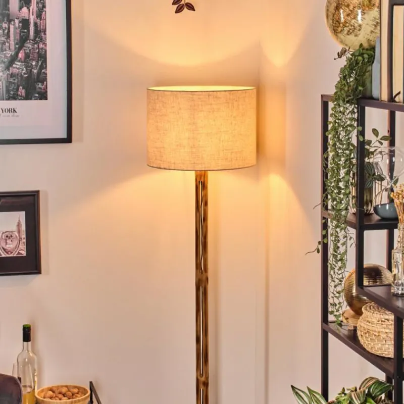 Lampes En Tissu-hofstein Bassagoda Lampadaire Écru, Noir, 1 lumière