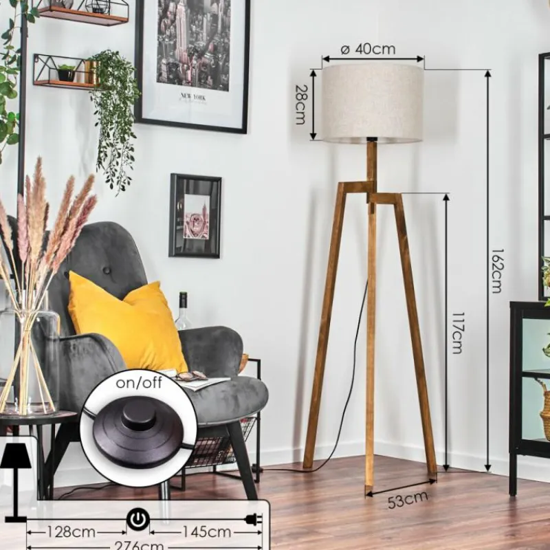 Lampes En Tissu-hofstein Bassagoda Lampadaire, Liseuse Écru, 1 lumière